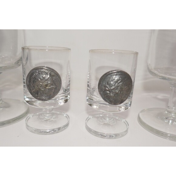 Zinnmünsen Herren Set ~ 2 Beer Cups and 2 Shot Gasses with Pewter Coins - Picture 6 of 10